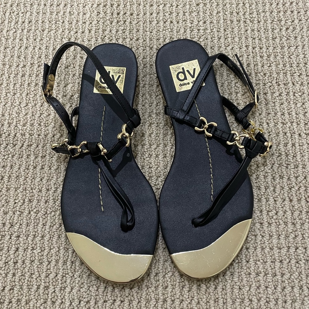 Dolce Vita Black & Gold Sandals